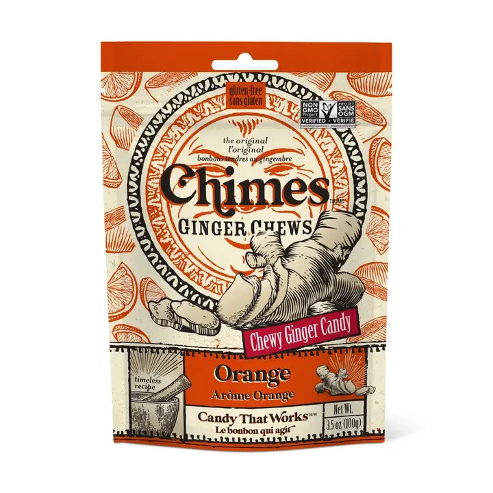 Chimes Orange Ginger Chews Candy (2 Pack) – 3.5 oz Pouch
