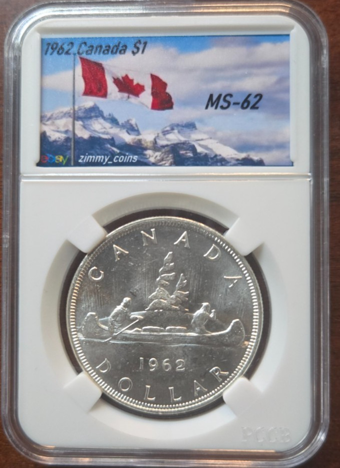 1962 Canada Silver (.800) Dollar • MS-62 • Blast White • Custom Slab!