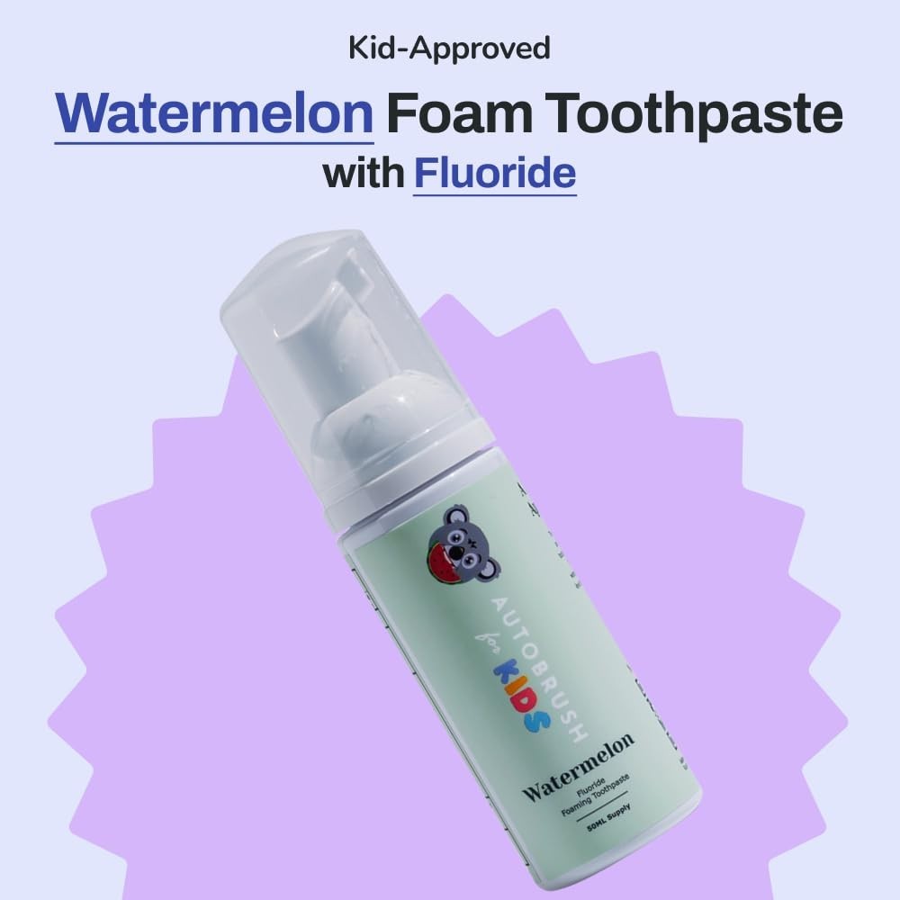 3 Pack - Autobrush Watermelon No Fluoride Foaming Toothpaste 3.4oz Each