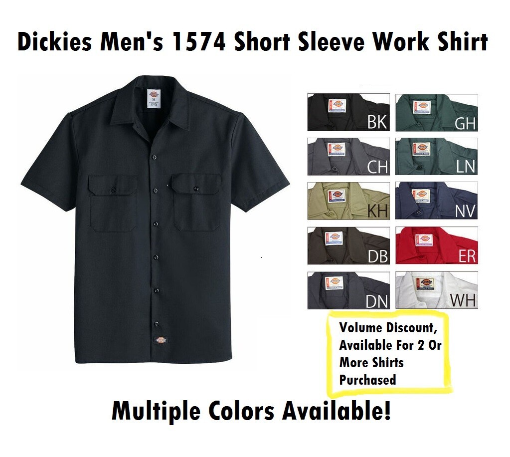 Dickies Men's Short Sleeve Button Up Work Shirt # 1574 Multiple Colors Available