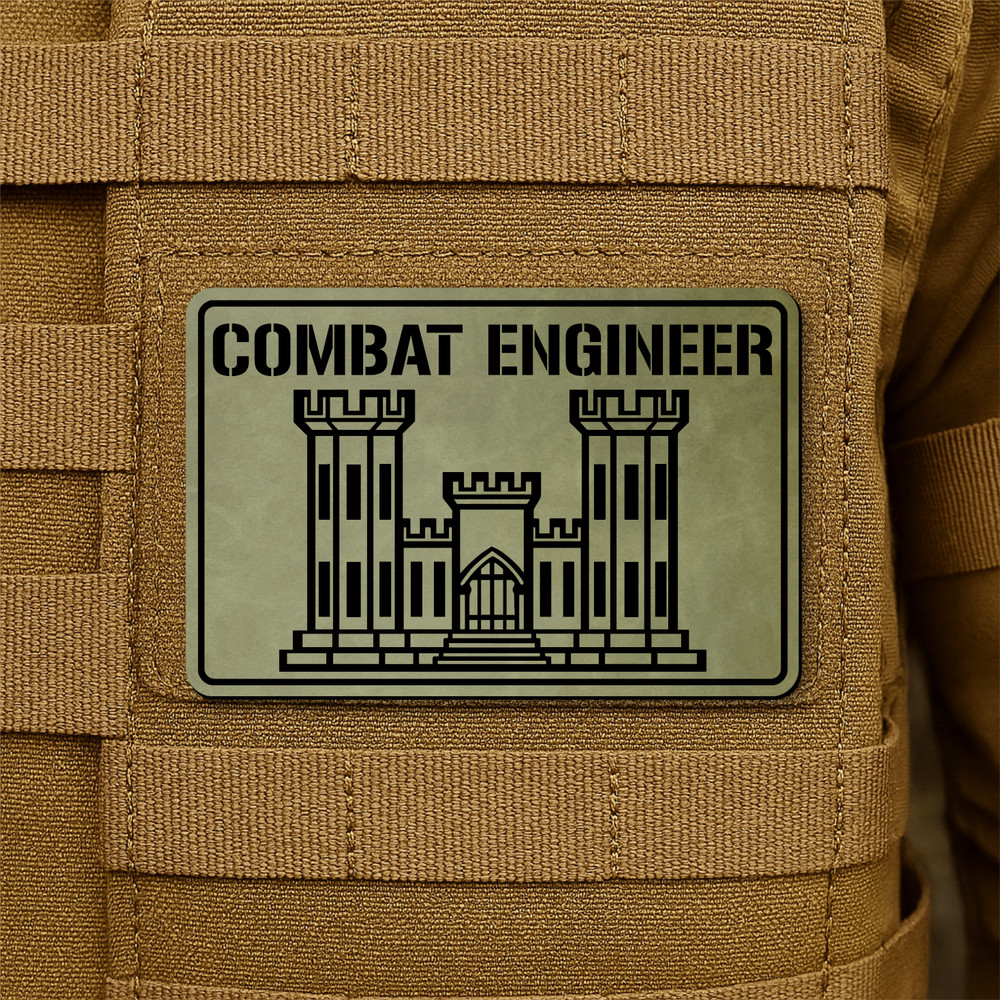 Combat Engineer Morale Patch, 2” x 3” Hook & Loop Plate Carrier Veteran Patch