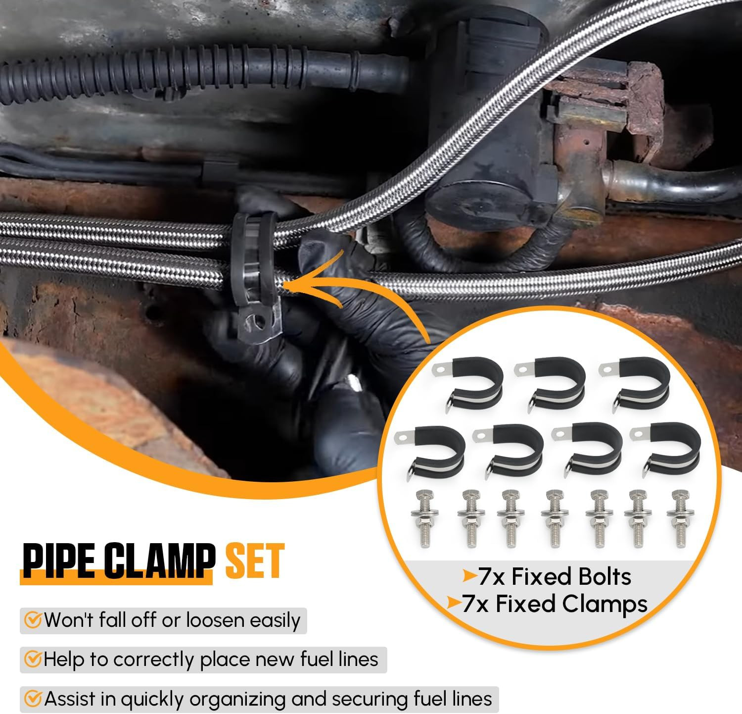 Flexible Stainless Steel Braided Fuel Line Kit Compatible with Chevy Silverado 1