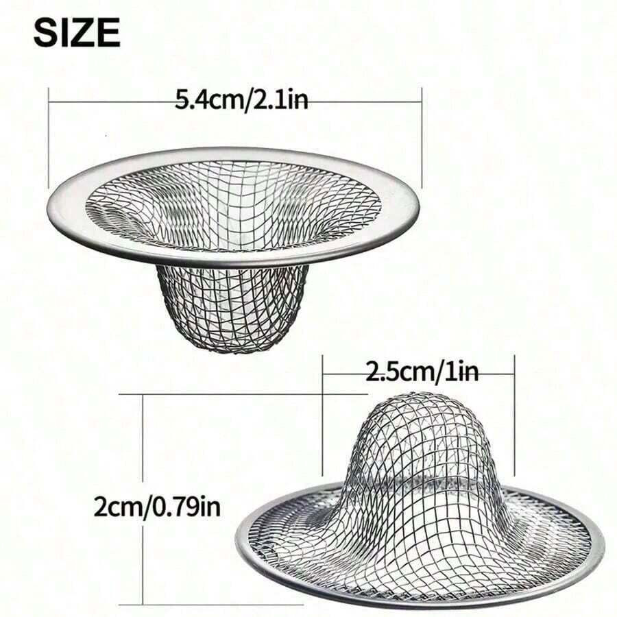 6PCS Stainless Steel Sink Drain Filter Strainer Hair Catcher Bathroom Kitchen