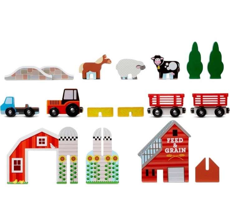 Melissa & Doug Wooden Take-Along Farm 17-Pieces Portable New toddler toy