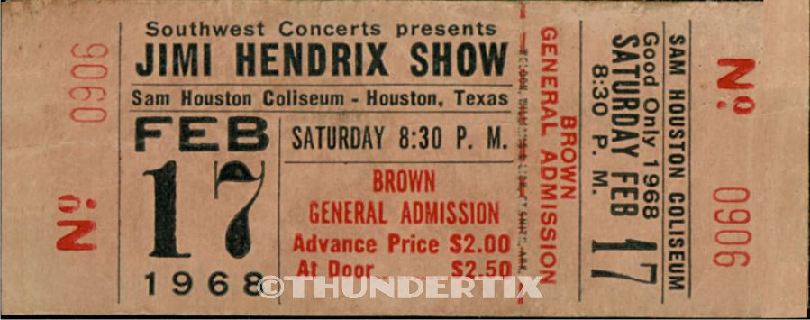 5 1968 -76 UNUSED FULL TICKETS Hendrix, Doors, Dylan, Elton John, ZZ Top reprint