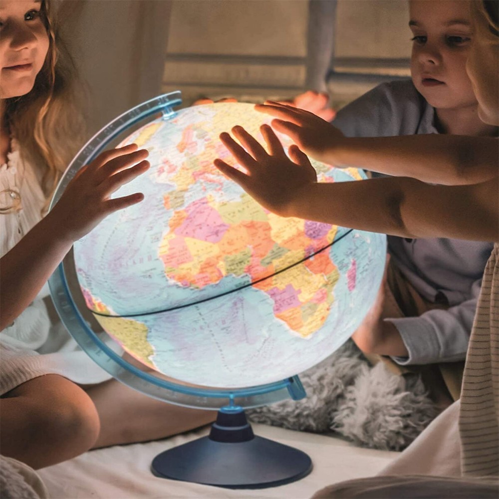 20CM LED World Globe Earth Map Rotating Geography Ocean Classroom Learn Desktop
