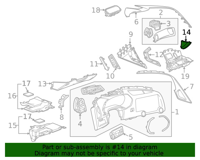Genuine GM Brownstone Instrument Panel Side Trim Panel 22856581
