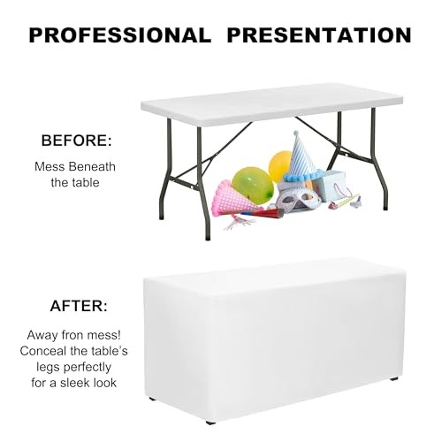 Fitted Tablecloth, 4 Pack Table Clothes for 6 FT Rectangle 6 FT |4 PCS White