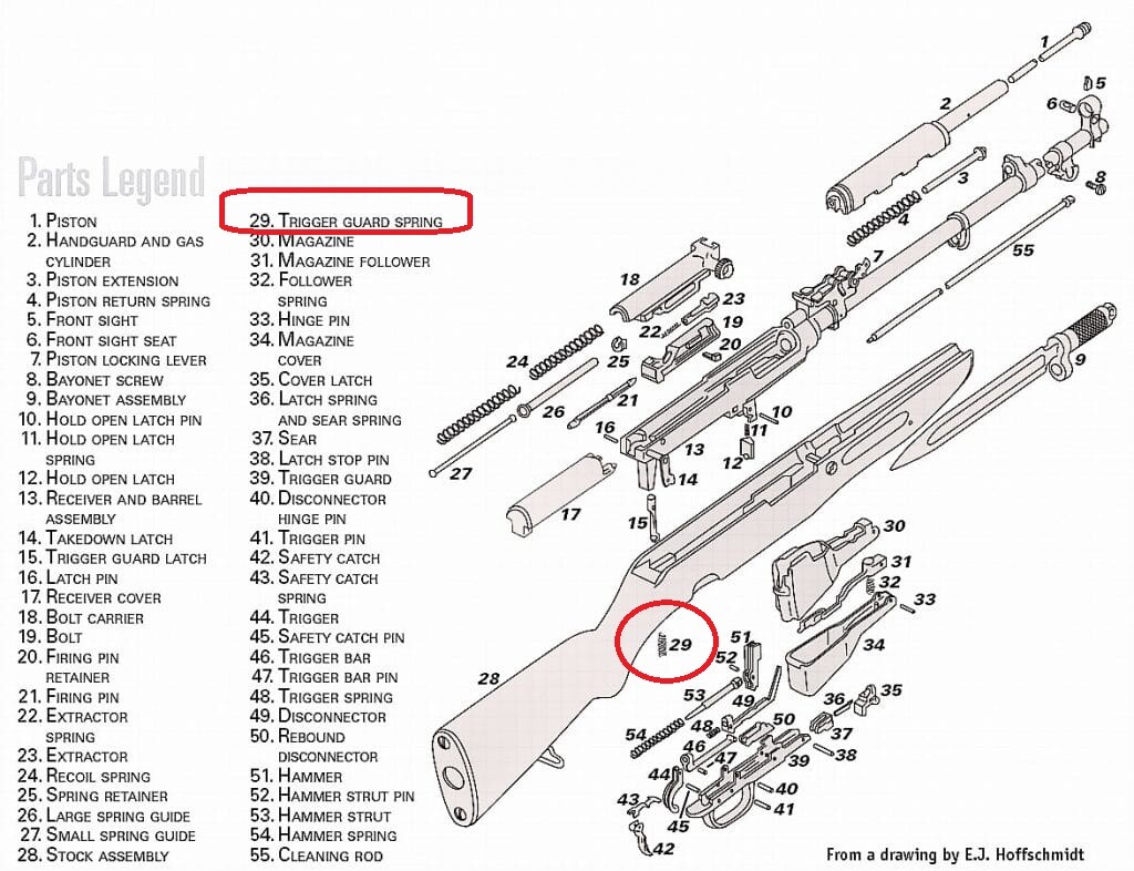SKS FCG Trigger Guard spring, unissued Russian military surplus