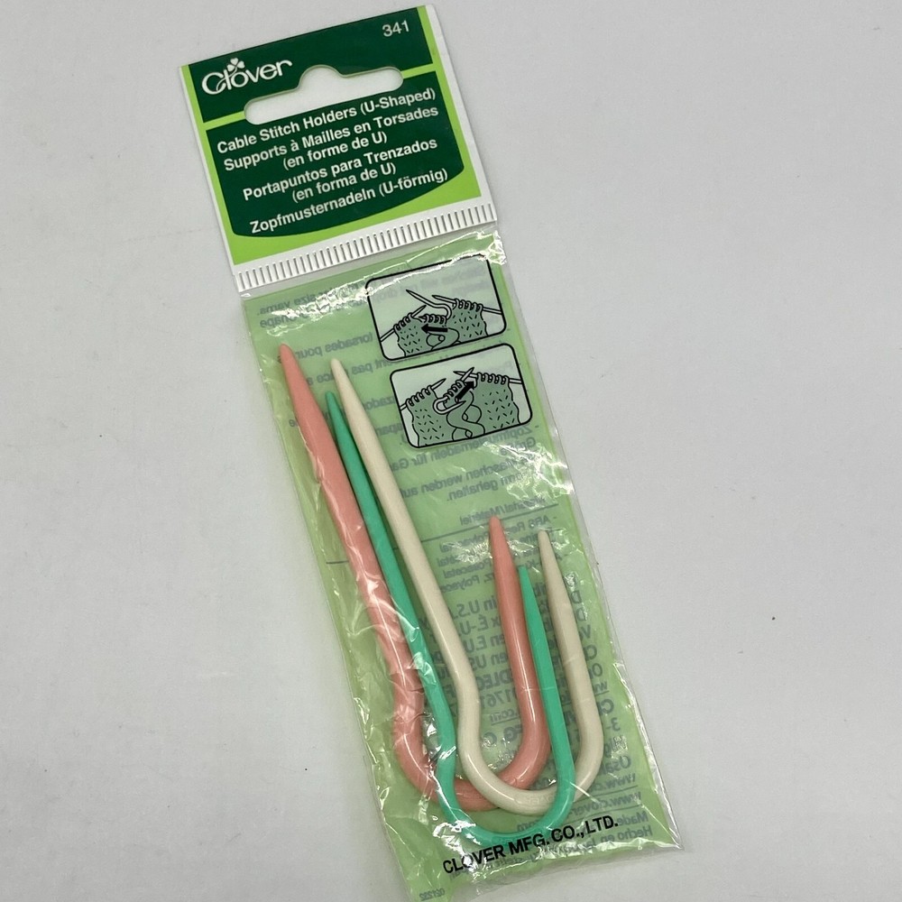 Clover 341 U Cable Knitting Stitch Holders-3.5" 3/Pkg - Small, Medium & Large