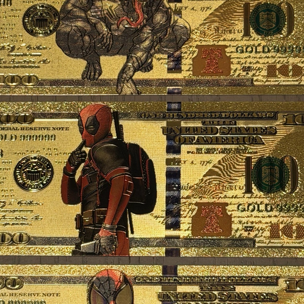 Spider-Man, Daredevil, And Venom 100 Bill Gold plated Banknotes - Authentic Cert