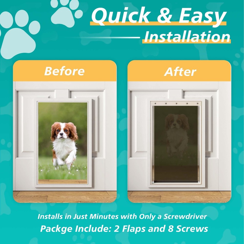 2PACK Medium Dog Door Replacement Flaps with Screws, Compatible with Petsafe ...