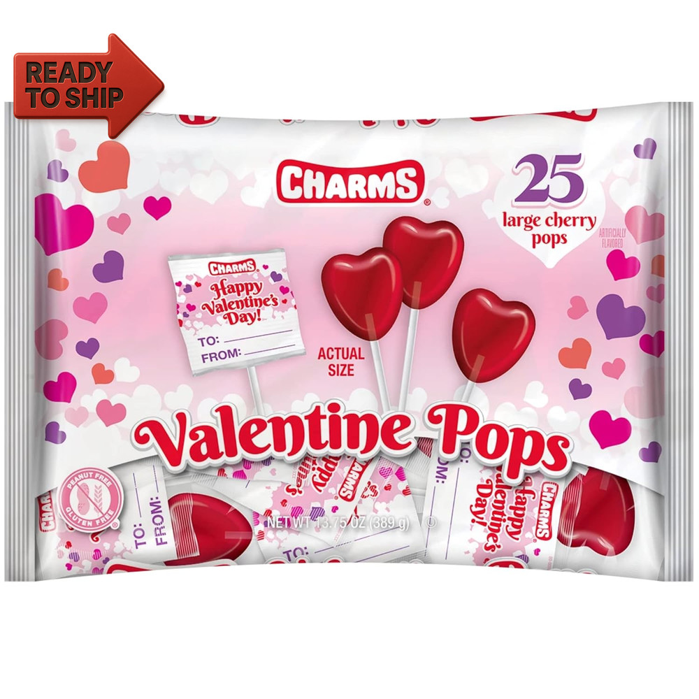 Heart Shaped Valentine Lollipops Individually Wrapped Bulk Candy