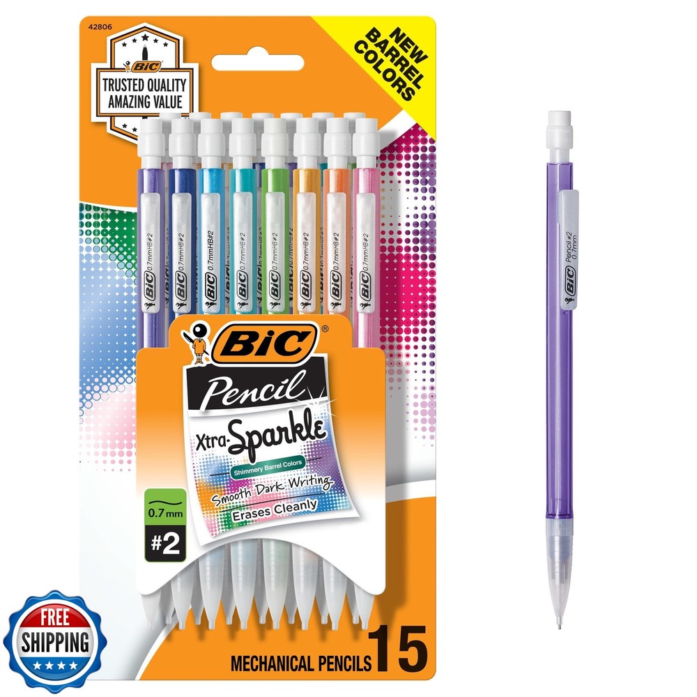 BIC Xtra-Sparkle Number 2 Mechanical Pencils With Erasers, Medium