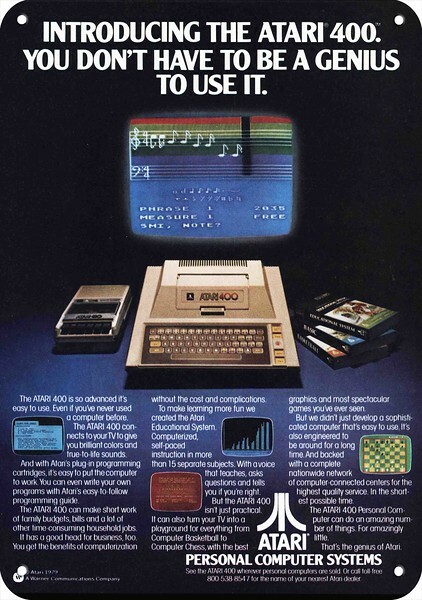 1979 ATARI 400 Computer System ***DECORATIVE REPLICA METAL SIGN***