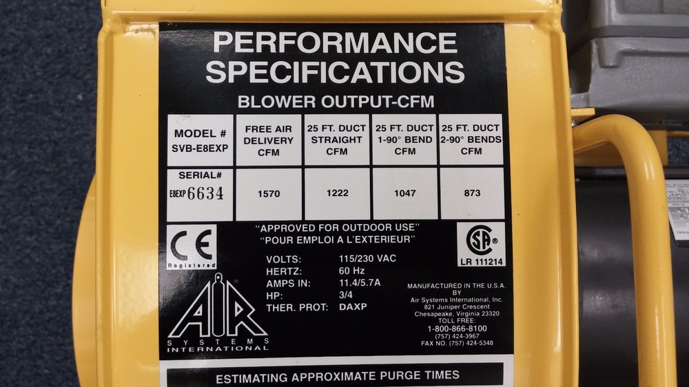 Air Systems Int. SVB-E8EXP Explosion Proof Electric Blower