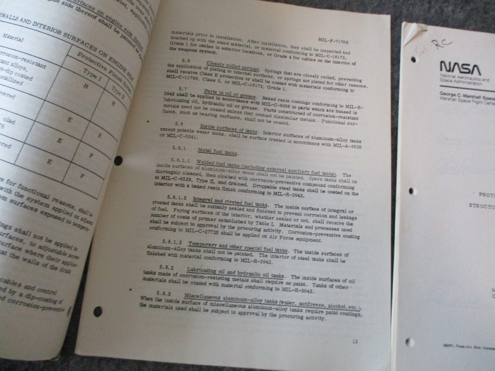 NASA SPACE SHUTTLE/SRB/EXTERNAL TANK COATINGS(+SAMPLE)/METALS/MATERIALS REPORTS+