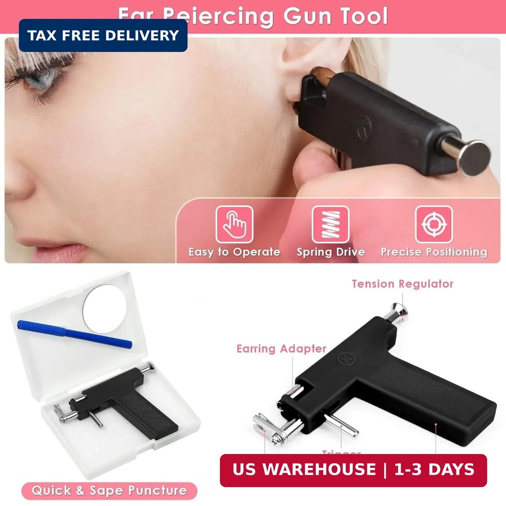 Professional Ear Piercing Gun Kit Reusable Tool Stainless Stud Set