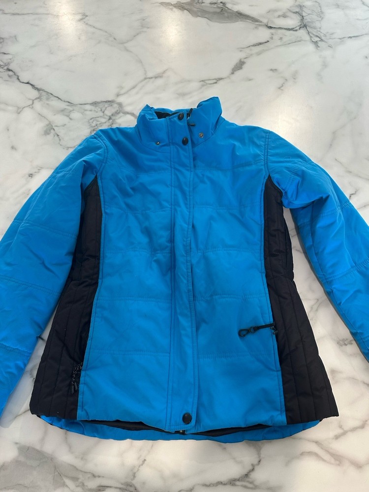 Pulse Ski Jacket Medium Blue Black Insulated Full Zip Pockets 100% Polyester