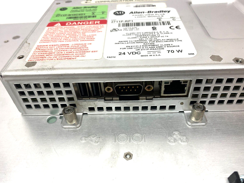 Allen Bradley 2711P-B10C4D1 Ser A Panelview Plus 1000 Touch HMI BROKEN INPUT PIN