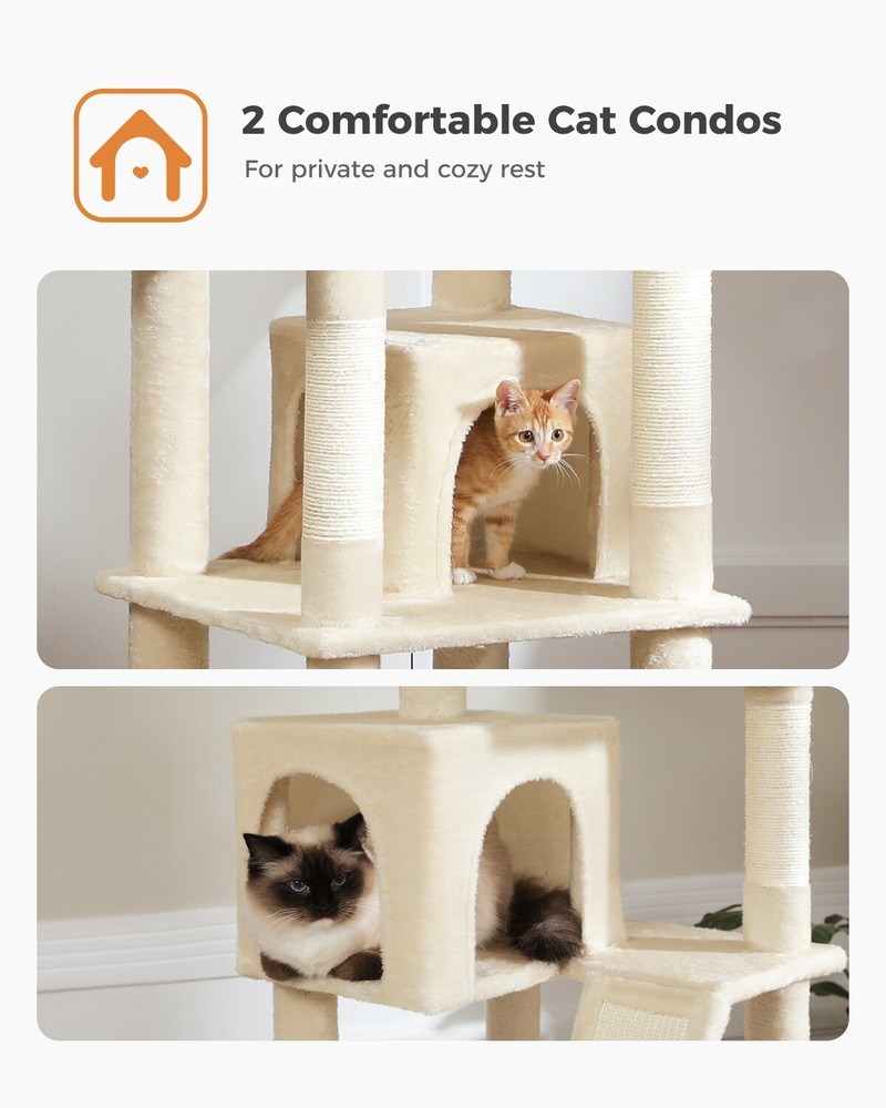 Upgrade Cat's Playtime: Multi-Level Cat Tower with Extra thick scratching Post