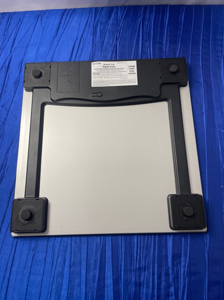 Taylor digital glass bathroom scale with silver/grey finish