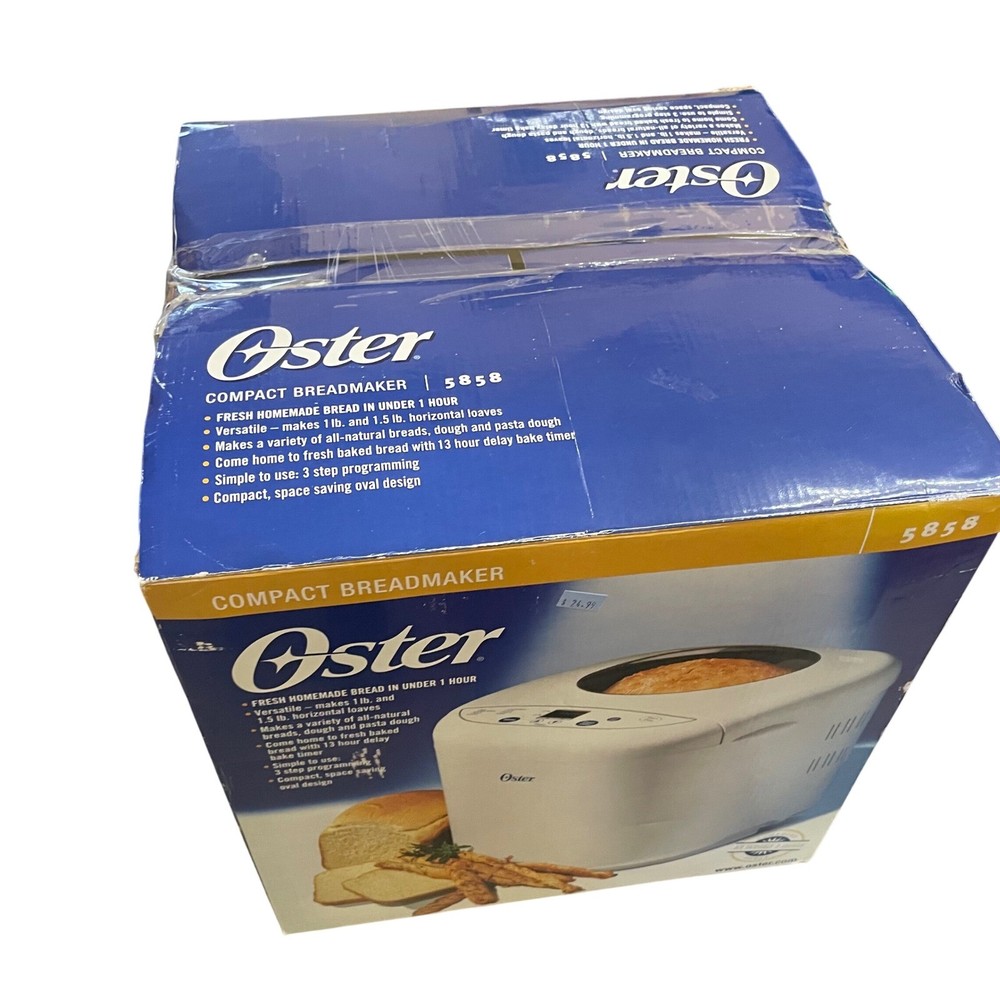 Oster 5858 Compact Breadmaker White 1.5lb ExpressBake Bread Machine Programmable