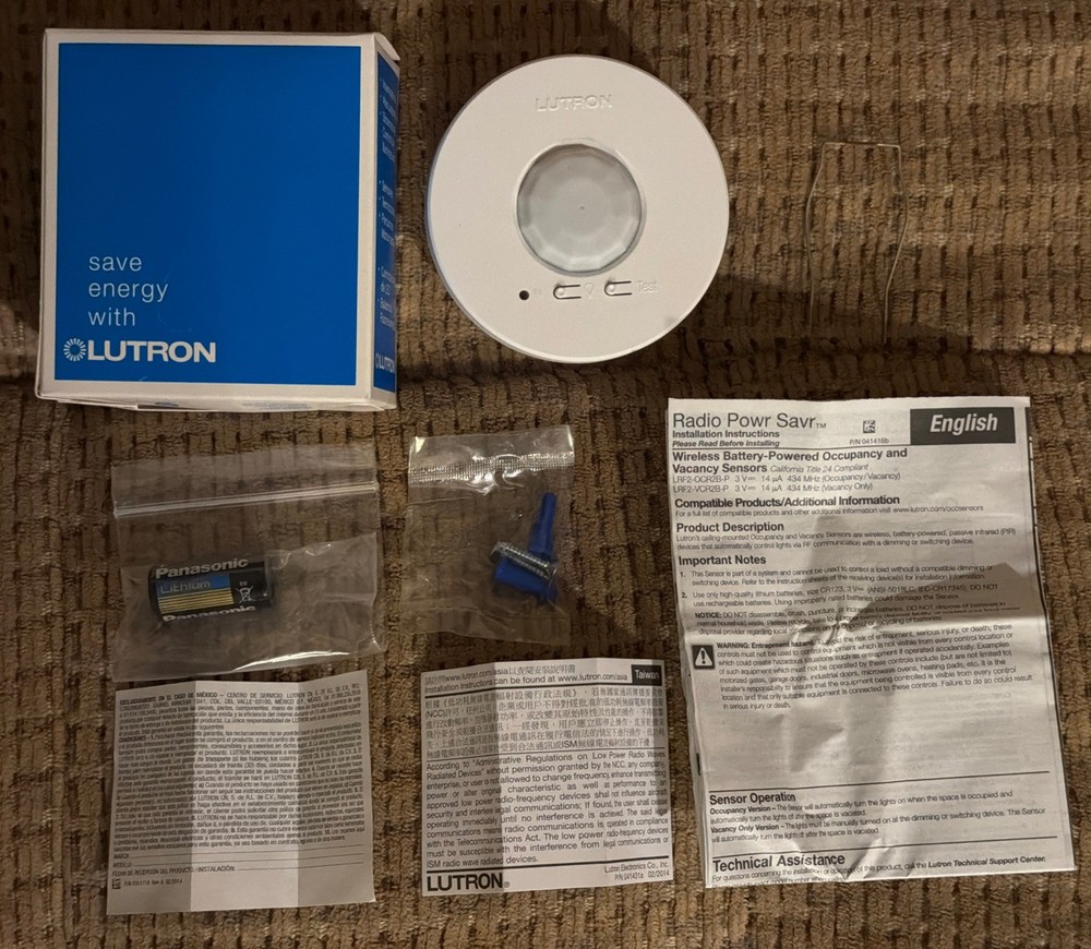 LUTRON LRF2-OCR2B-P-WH, Wireless Ceiling Sensor, White