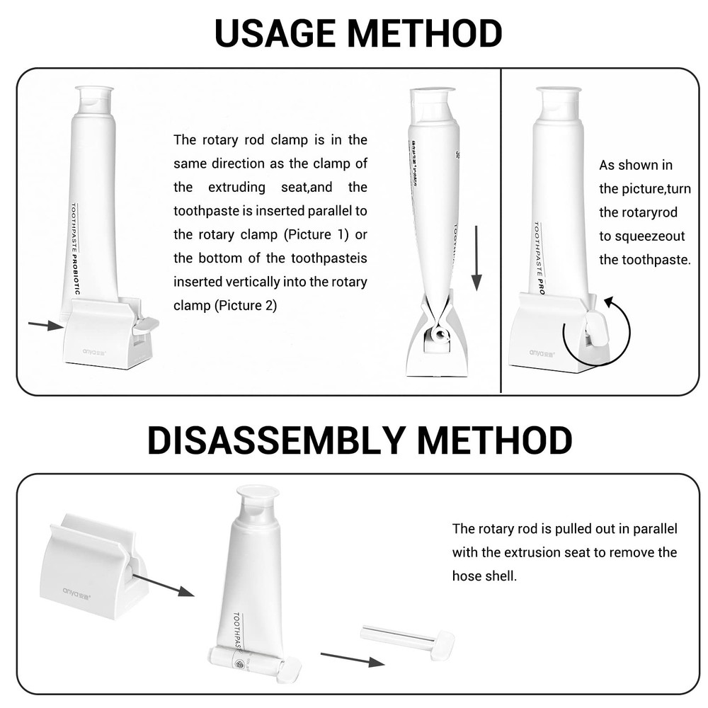 2PCS Rolling Tube Toothpaste Squeezer Holder Stand Bathroom Dispenser