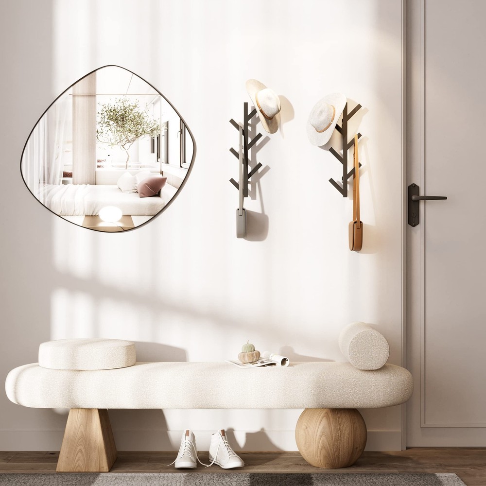 2 Pack Vertical Coat Rack Wall Mounted, Metal Vertical Hat Rack for Wall, Mod...