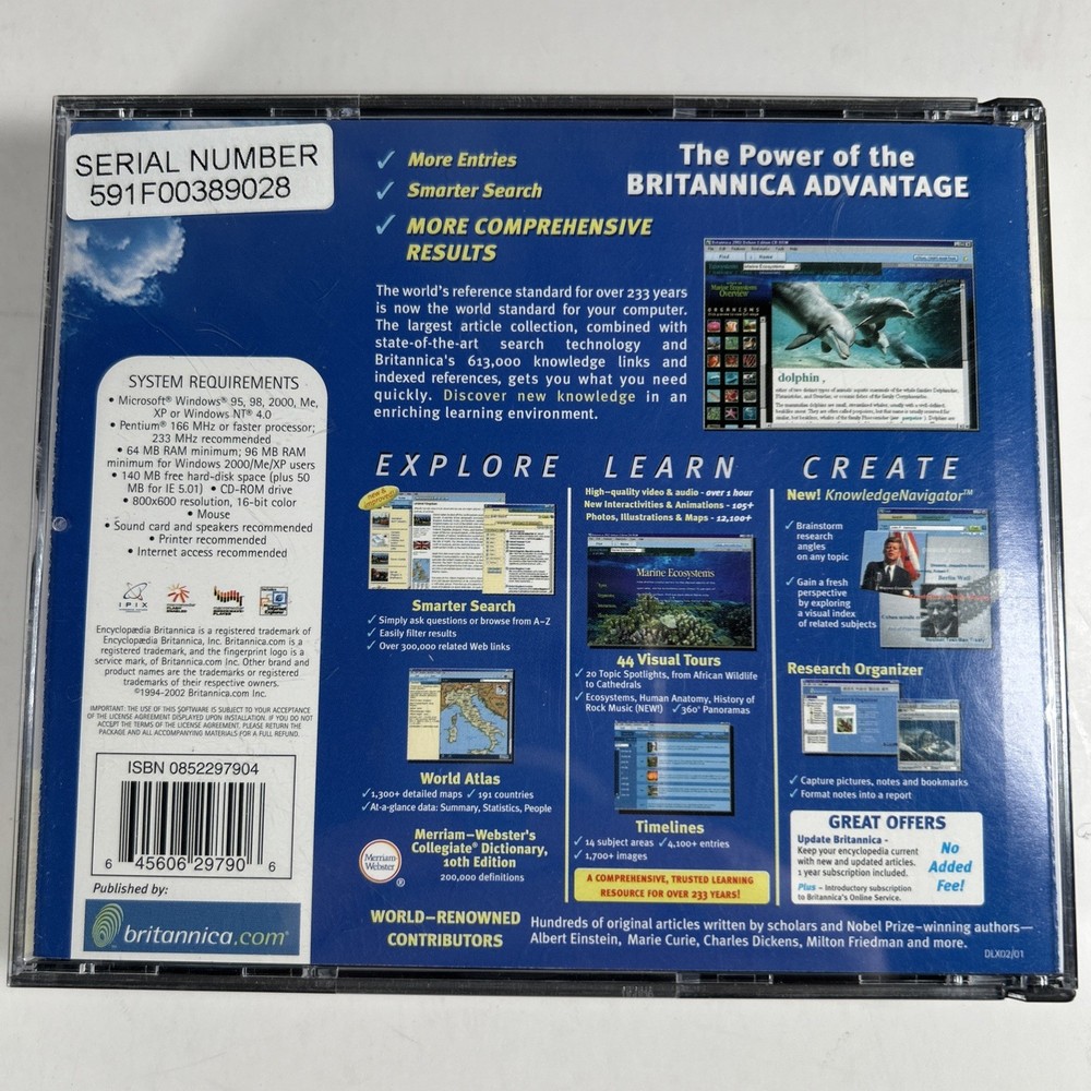 Encyclopedia Britannica 2002 Deluxe Edition CD Windows Version 3-Disc Set