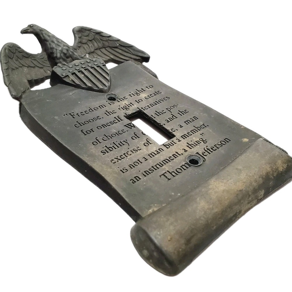 Solid Brass Switch Plate American Eagle Thomas Jefferson Freedom Quote