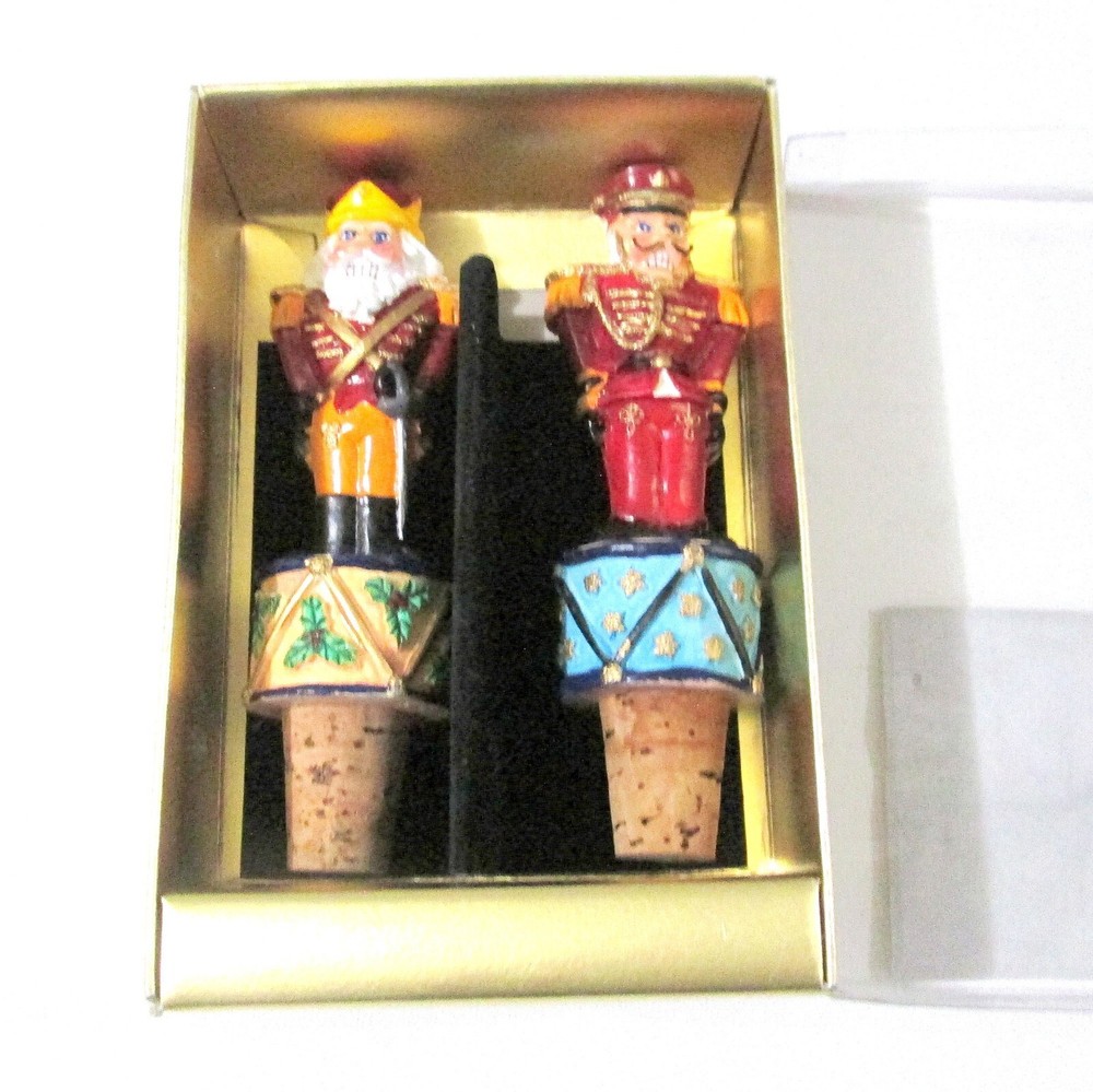 Christopher Radko Nutcracker Wine Stopper Set Two Holiday Figure Stoppers