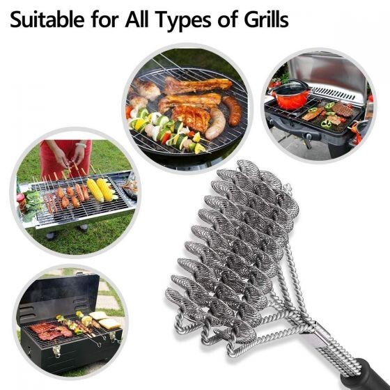 BBQ Grill Brush,Stainless Steel Bristle Free Grill Brush Tool BBQ Cleaning 18"