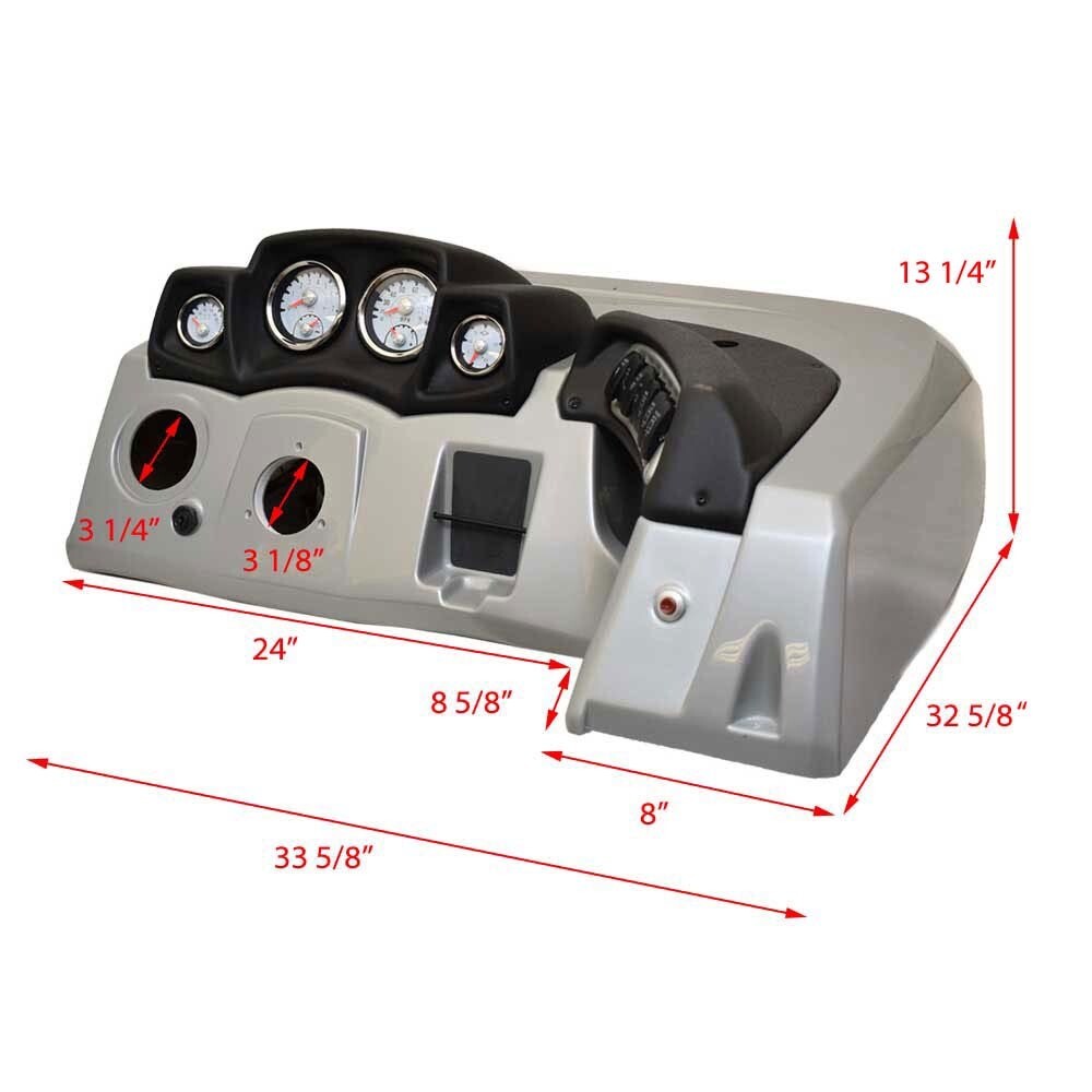 Tracker Boat Dash Console Panel F144300595 | 33 5/8 Inch Silver Black