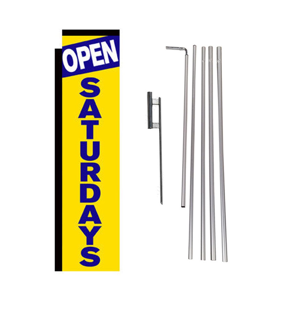 Open Saturdays 15' Advertising Rectangle Feather Banner Flag w/ pole+spike