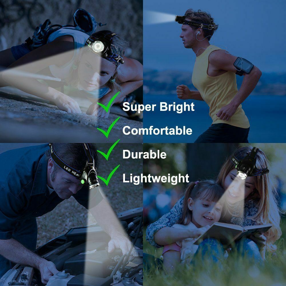 SuperBright LED Headlamp Headlight Flashlight Head Torch Camp US