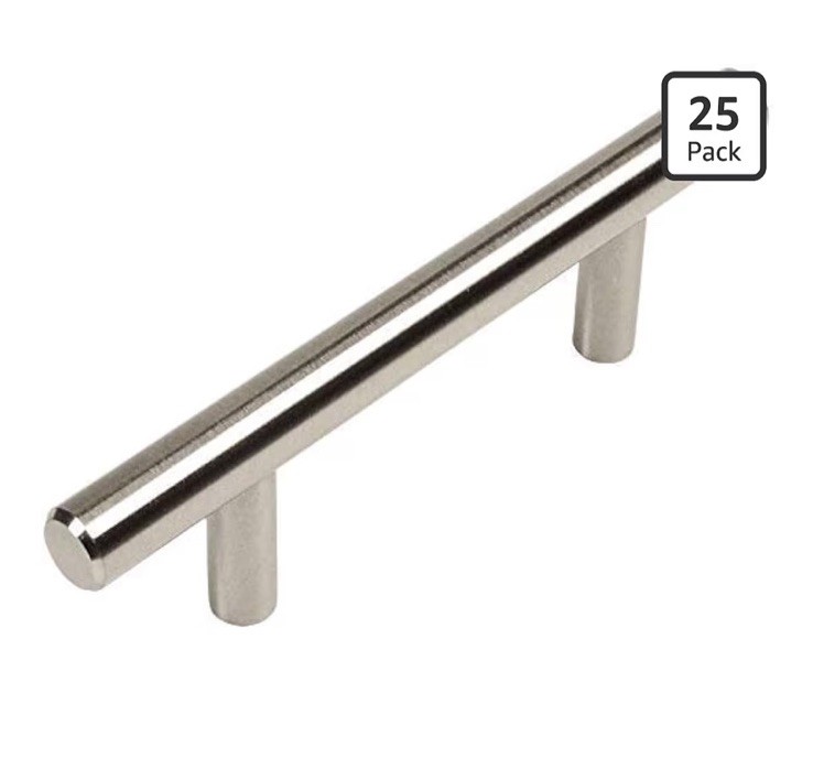 25 Pack Cabinet Pull Handles Satin Nickel Drawer Kitchen Hardware 5-3/8”