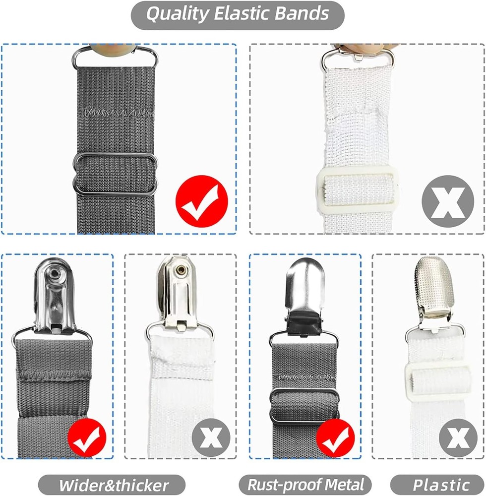 Bed Sheet Straps, Easy to Install Sheet Straps, Fitted Sheet Clips, Adjustable