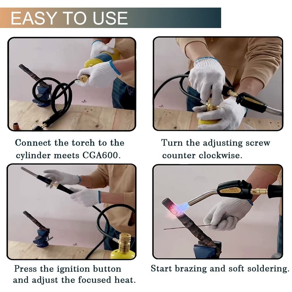 Self-Lgnition Propane Soldering Torch, High Intensity Torch Head, Adjustable ...