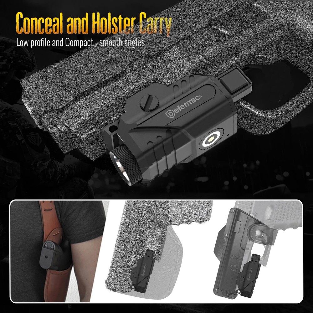 DEFENTAC Pistol Light with Strobe Function for 600 Lumens, 600lm White LED