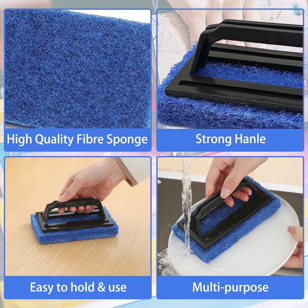 3 Pcs Screen Printing Scrub Pad,Screen Print Ink Scrub Brush with Handle,Screen