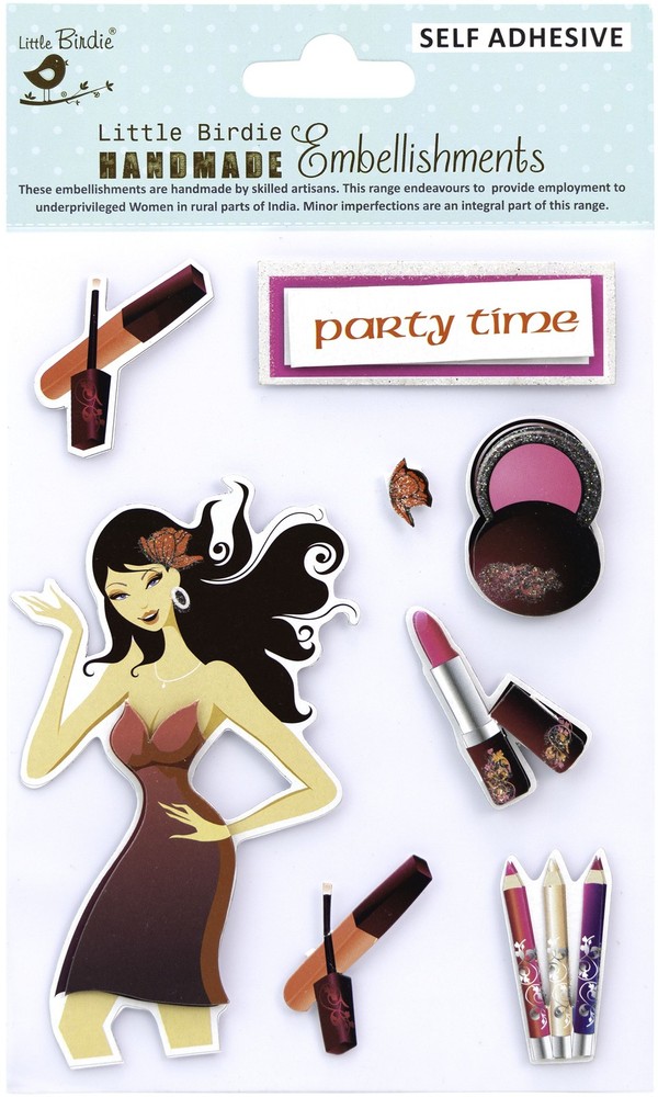 Little Birdie 3D Embellishment 8/Pkg-Party Time