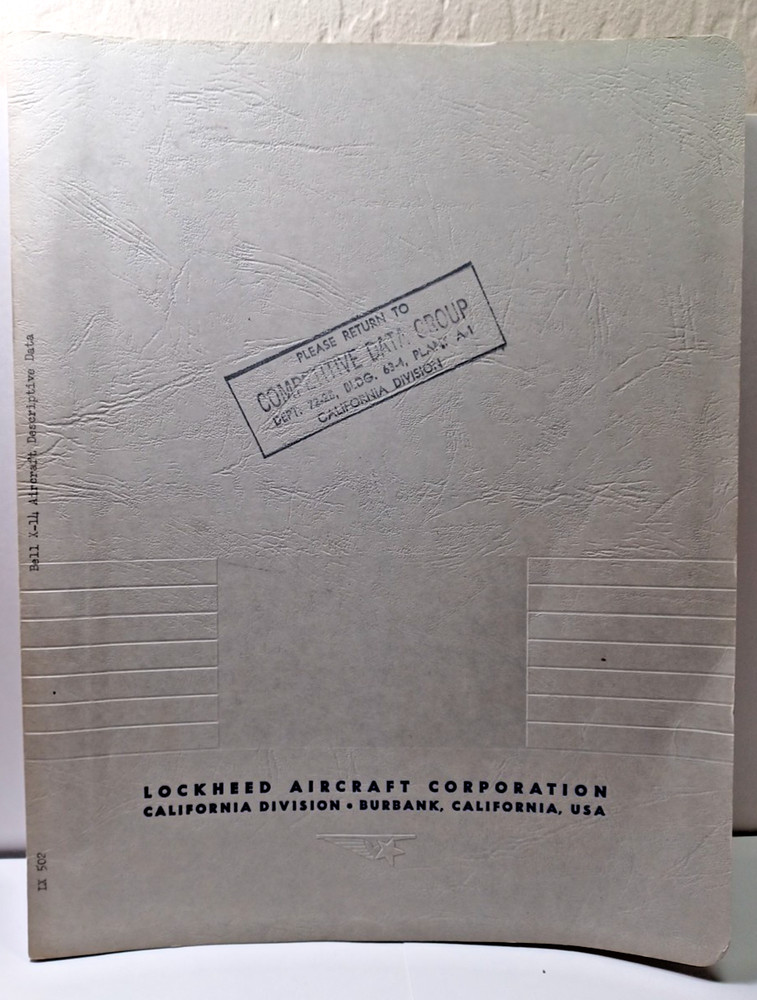 Lockheed Aircraft Bell X 14 Handwritten Informational Folder JRR47