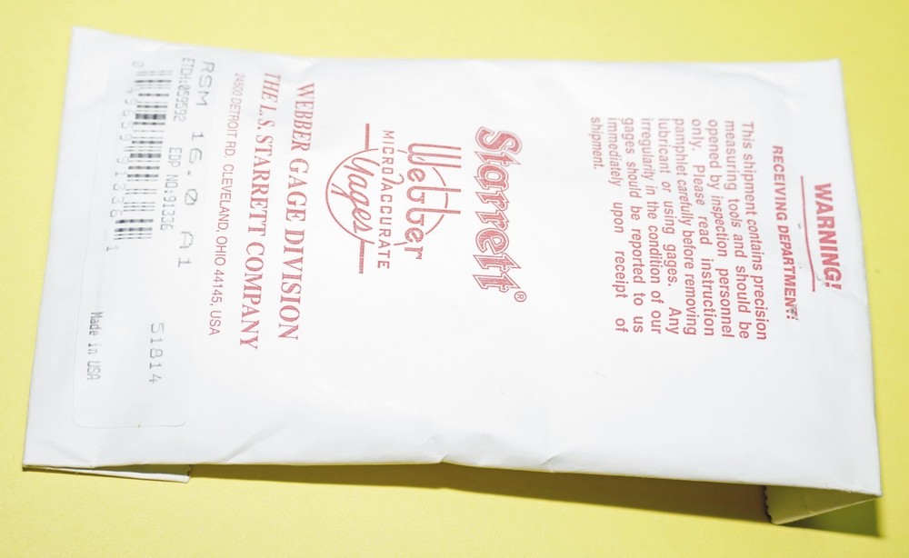 STARRETT RSM 16mm A1 Rectangular Gage Block w Original Packaging 91336