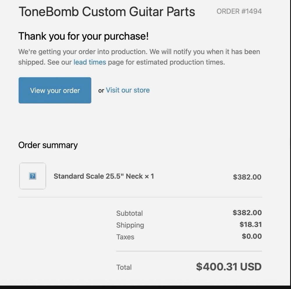 ToneBomb Telecaster Neck