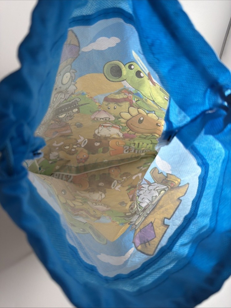 Plants vs Zombies 2 String Tote Bag Lite Weight Carry Blue