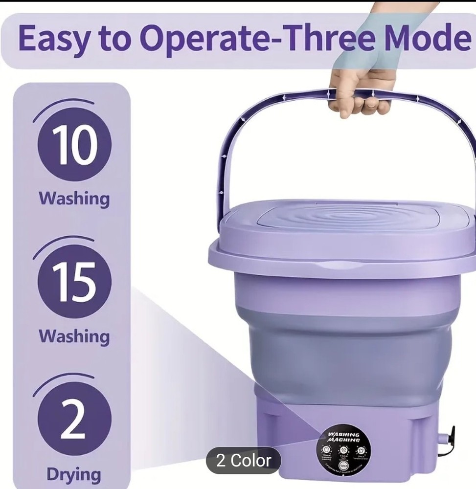 Portable Foldable Laundry Washing Machine 2.38gal Compact Mini Washer for...