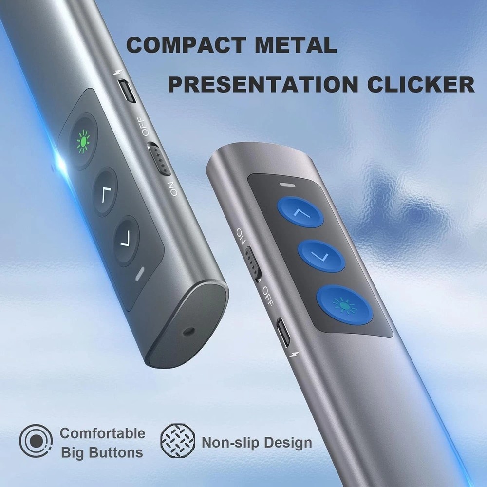 USB-C Dual Connectivity Presenter Remote for Slideshow Control and Navigation