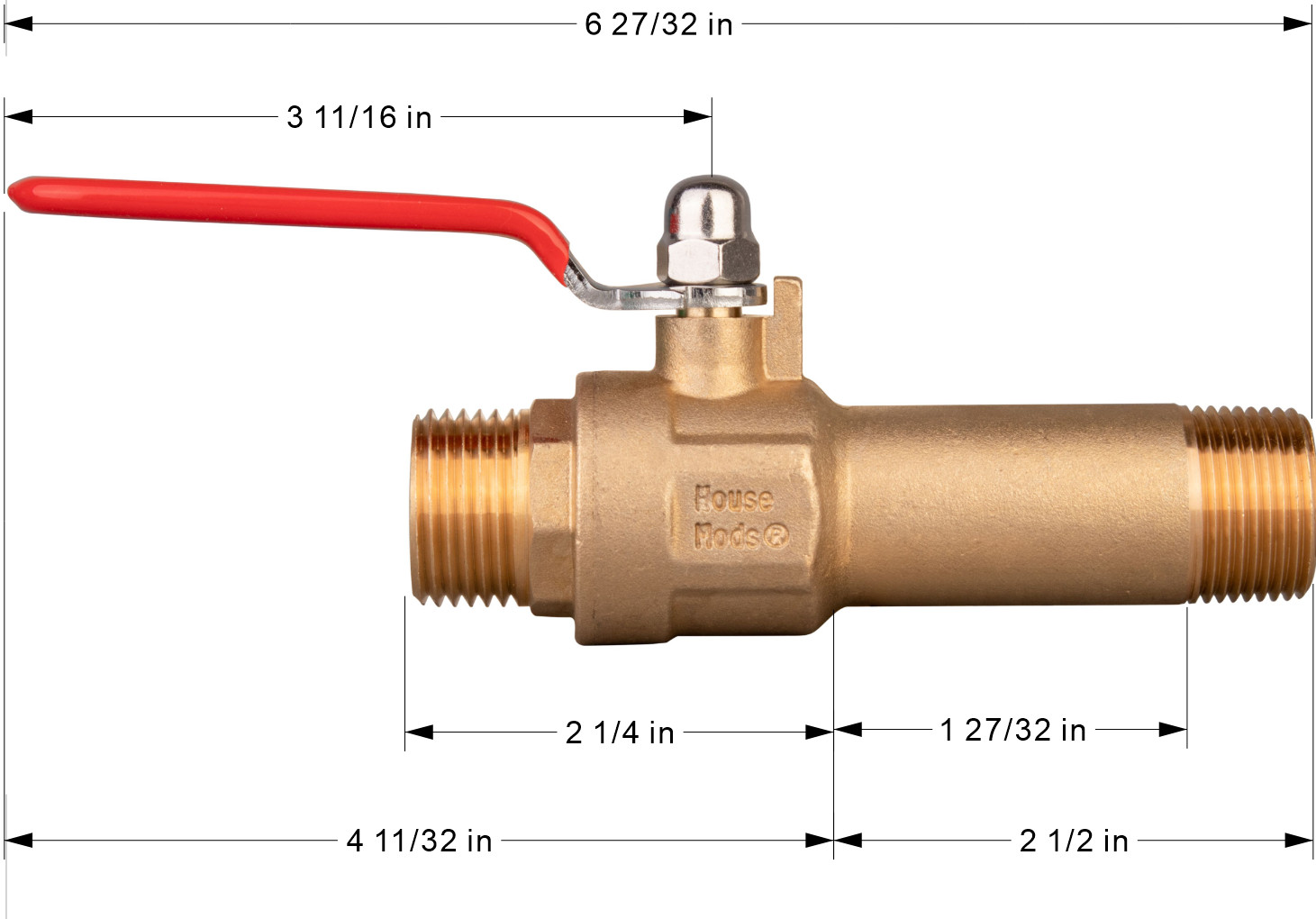 House Mods HMP012 Full Port Water Heater Straight Drain Flush Valve/LF Brass